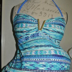 Isabel Maternity Medium Tankini Swim Top Blue M